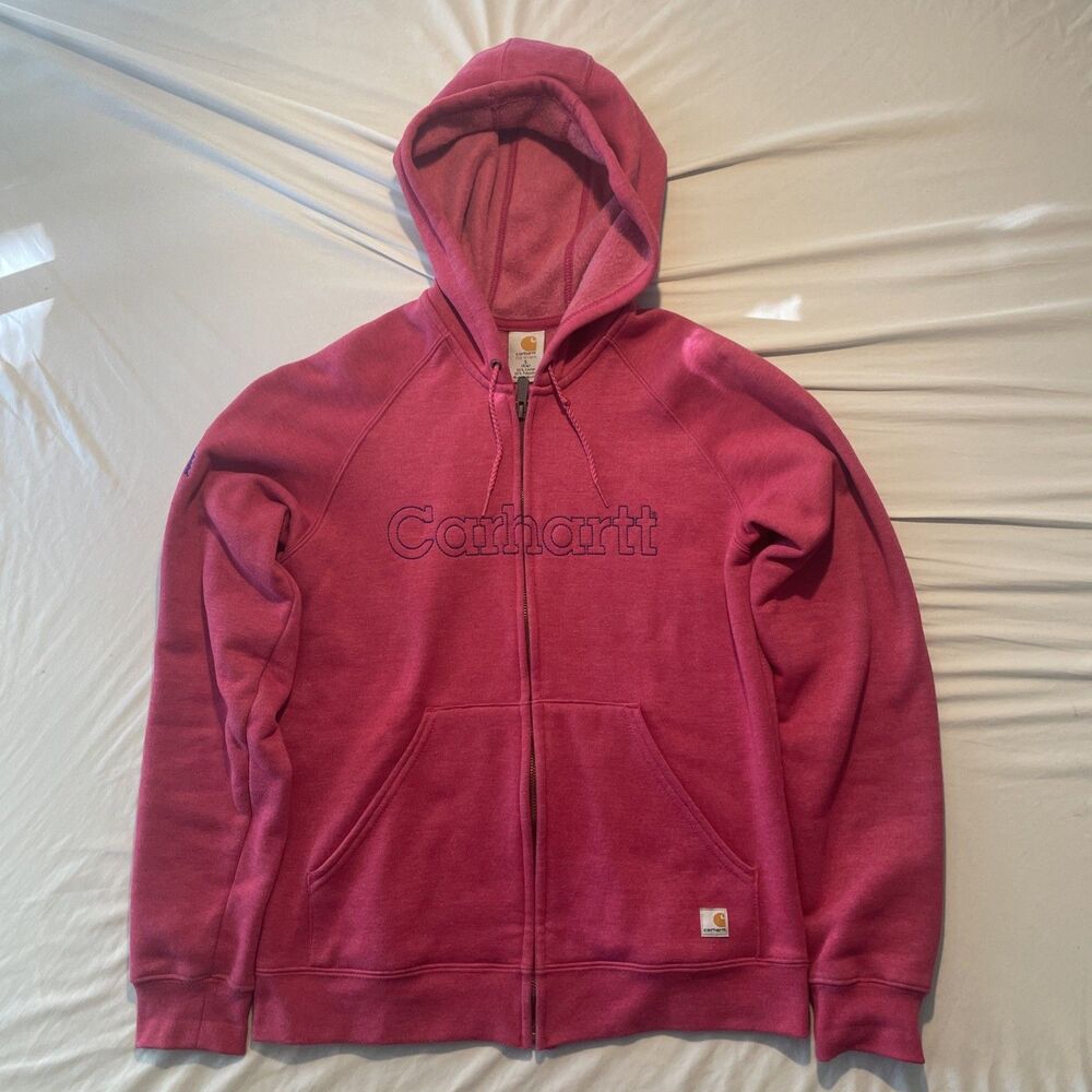 Vintage Y2K Carhartt Spell Out Logo Purple Women’s S Full Zip Hoodie Activewear